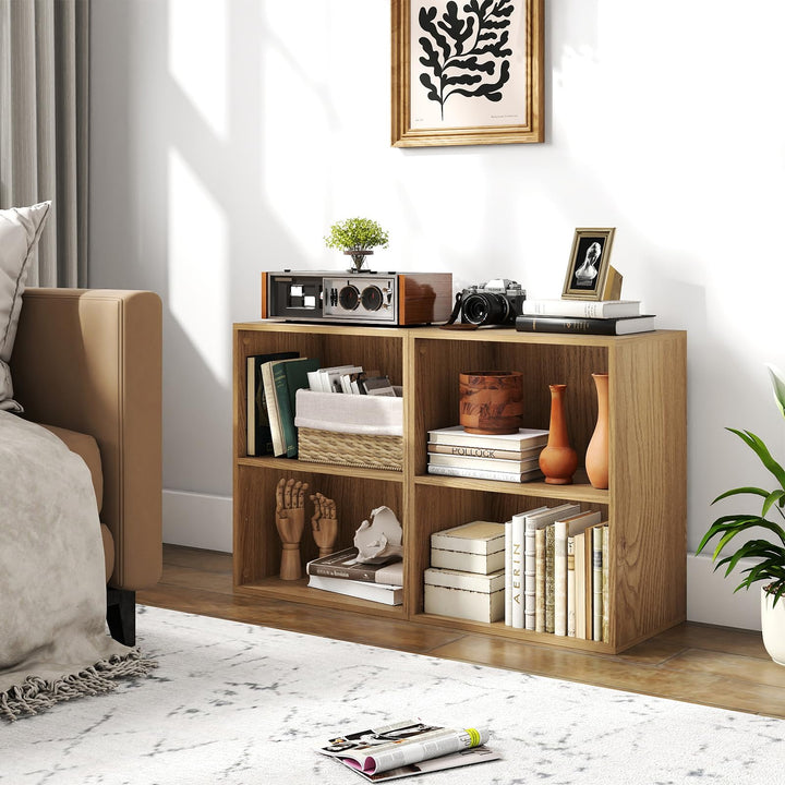 Giantex 2-Cube Bookshelf | 2-Layer Storage Shelf Bookcase w/Large-Capacity Open Storage Space