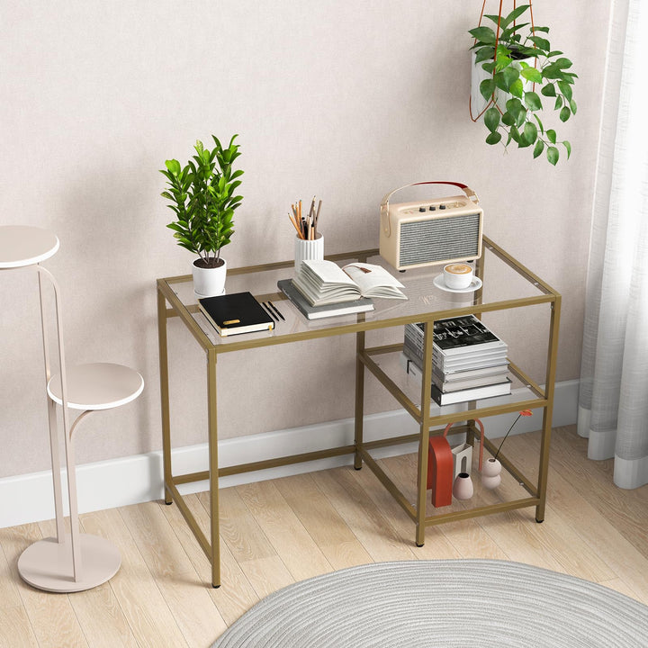 Giantex 42 Inch Home Office Desk with Tempered Glass