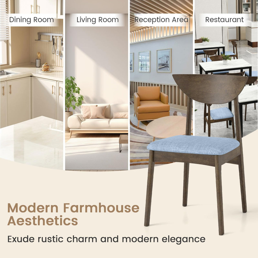 Giantex Wooden Dining Chairs Set of 2/4 Linen Fabric Upholstered Kitchen Chairs