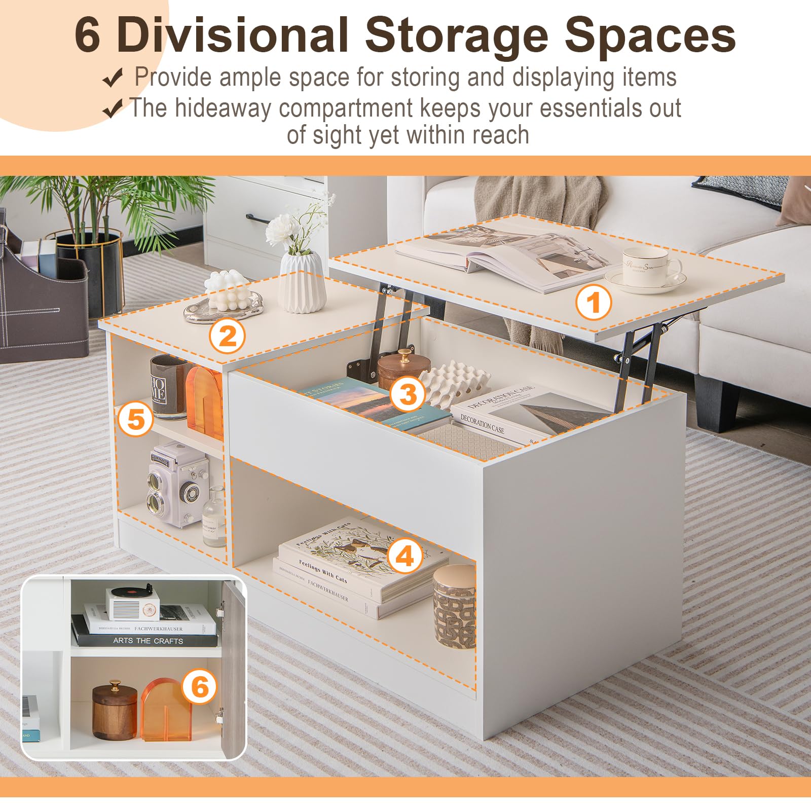 Giantex Lift-Top Coffee Table, Modern Center Table w/Lift Tabletop, Open & Hideaway Compartments