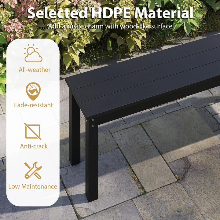 Giantex 55" HDPE Outdoor Bench 2-3 People Weatherproof Backless Patio Garden Bench