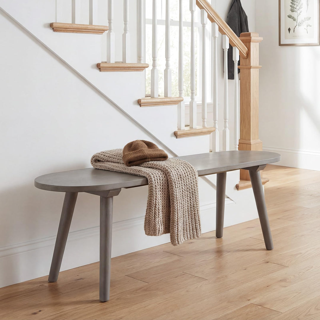 Giantex 43 Inch Solid Wood Farmhouse Dining Bench Rustic Wooden Entryway Bench with Rubber Wood Legs