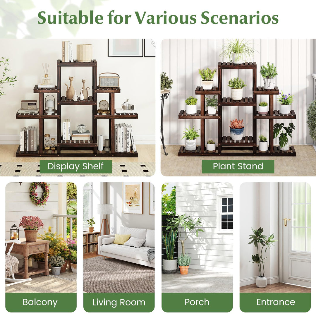 Giantex Plant Stand Indoor & Outdoor 6 Tier Wood Flower Pot Stand for Multiple Plants