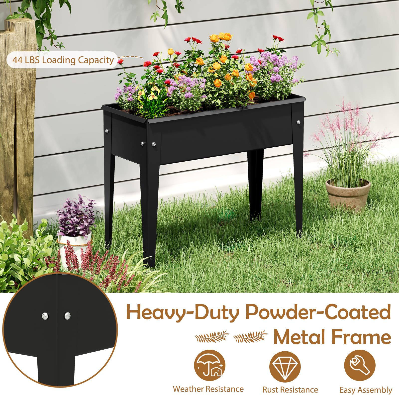 Giantex Metal Raised Garden Bed with Legs(24”x11”x18”)