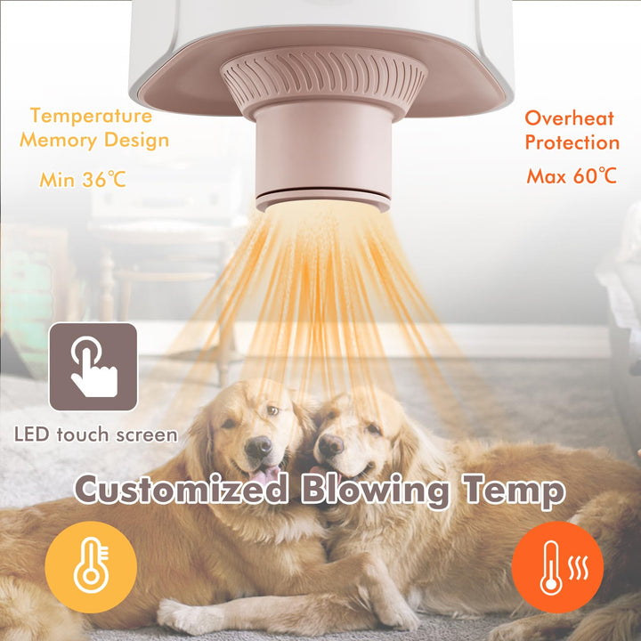Giantex Dog Dryer, Dog Hair Dryer with Adjustable Air Speed and Temperature Control, 4 Nozzles, Negative Ion Function