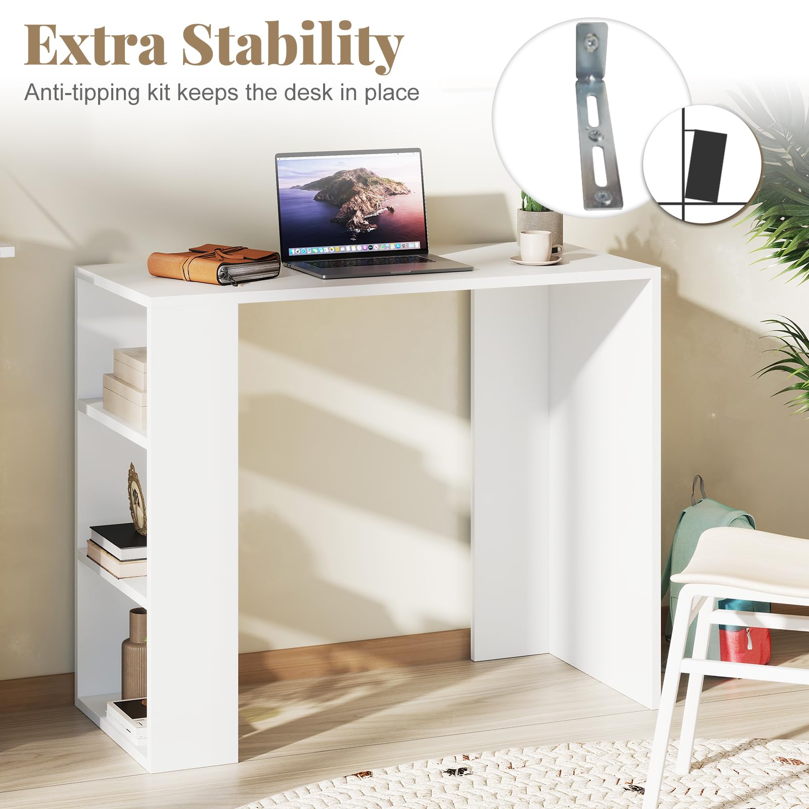 Giantex 36 Inch Compact Home Office Desk with Storage Open Shelves and Anti Tipping Kit