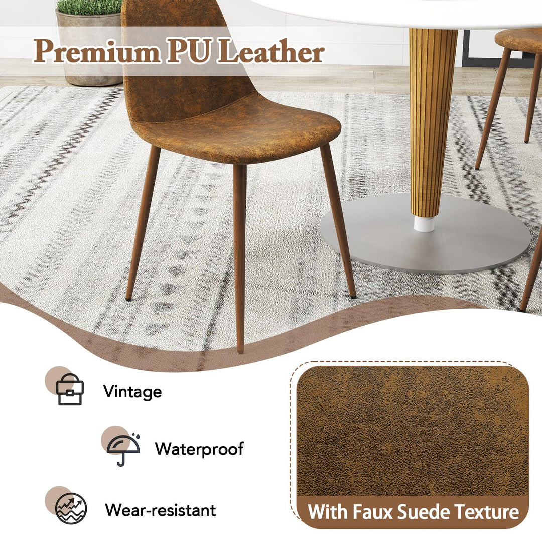 Giantex Upholstered Dining Chairs Set of 4 PU Leather Kitchen Side Chairs w/Padded Seats