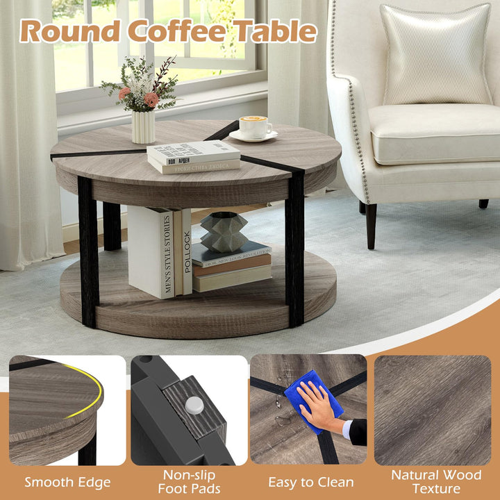Giantex 2 Tier Round Coffee for Living Room Reception Room