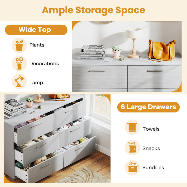 Giantex Storage Cabinet with 6 Drawers, Metal Legs & Handles, Anti-Toppling Devices, Grey