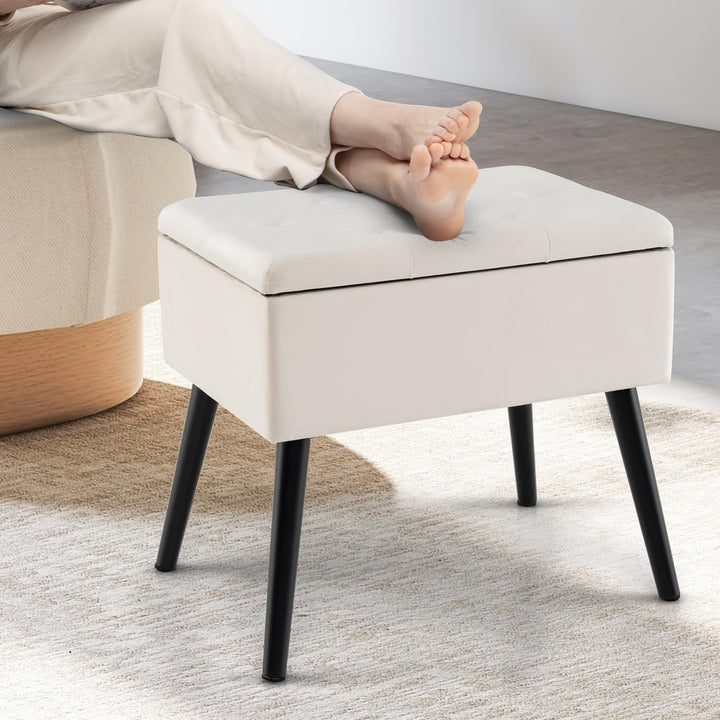 Giantex 20" Ottoman with Storage - Set of 1/2 Makeup Vanity Bench with Flip Top Storage