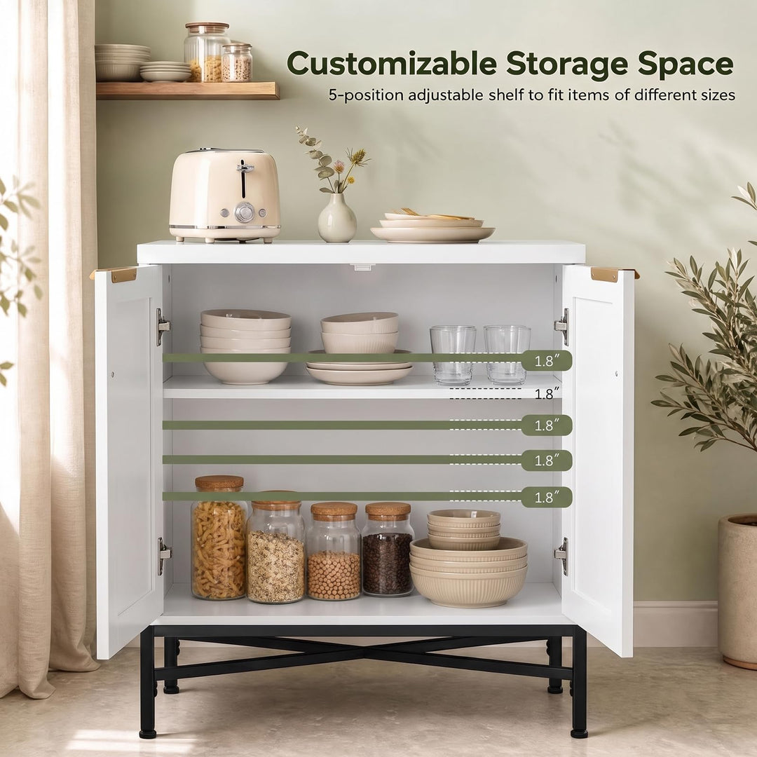 GIANTEX Fluted Storage Cabinet with 2 Doors and Adjustable Shelf