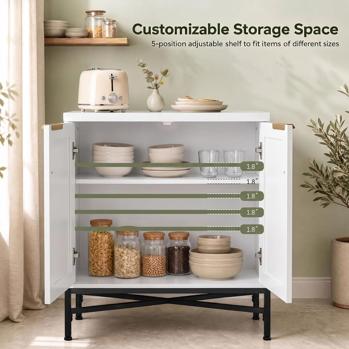 GIANTEX Fluted Storage Cabinet with 2 Doors and Adjustable Shelf