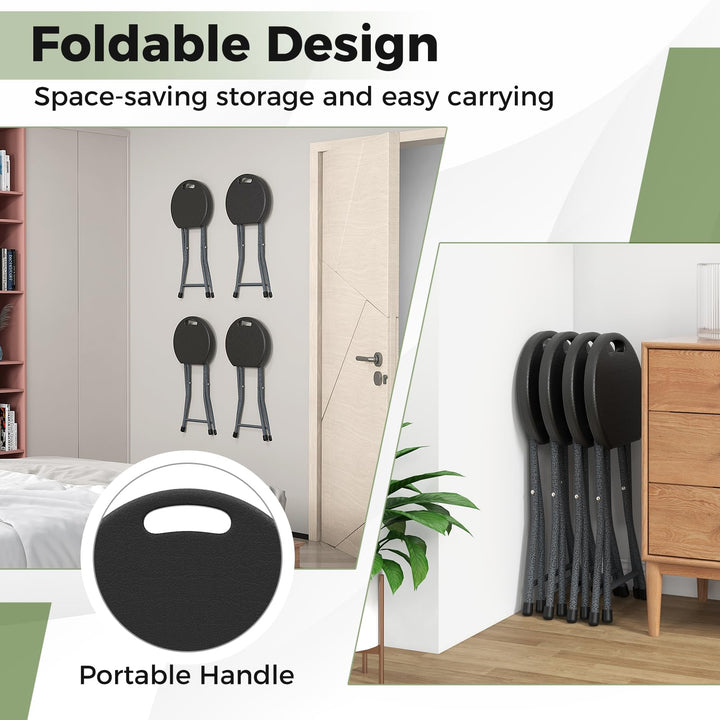 Giantex Folding Stool, 18” Height Foldable Bar Stools, Portable Folding Chairs with Built-in Carry Handle