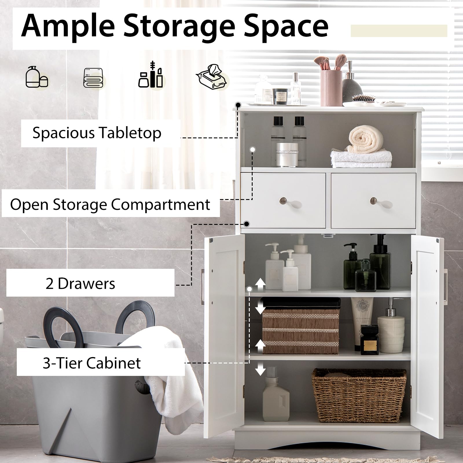 Giantex Bathroom Floor Storage Cabinet
