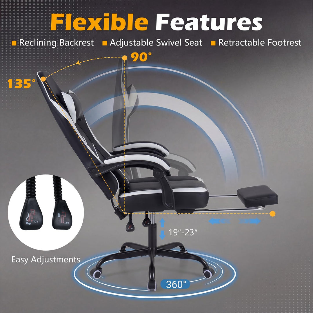 Giantex Gaming Chair | Height Adjustable Computer Desk Chair with Headrest