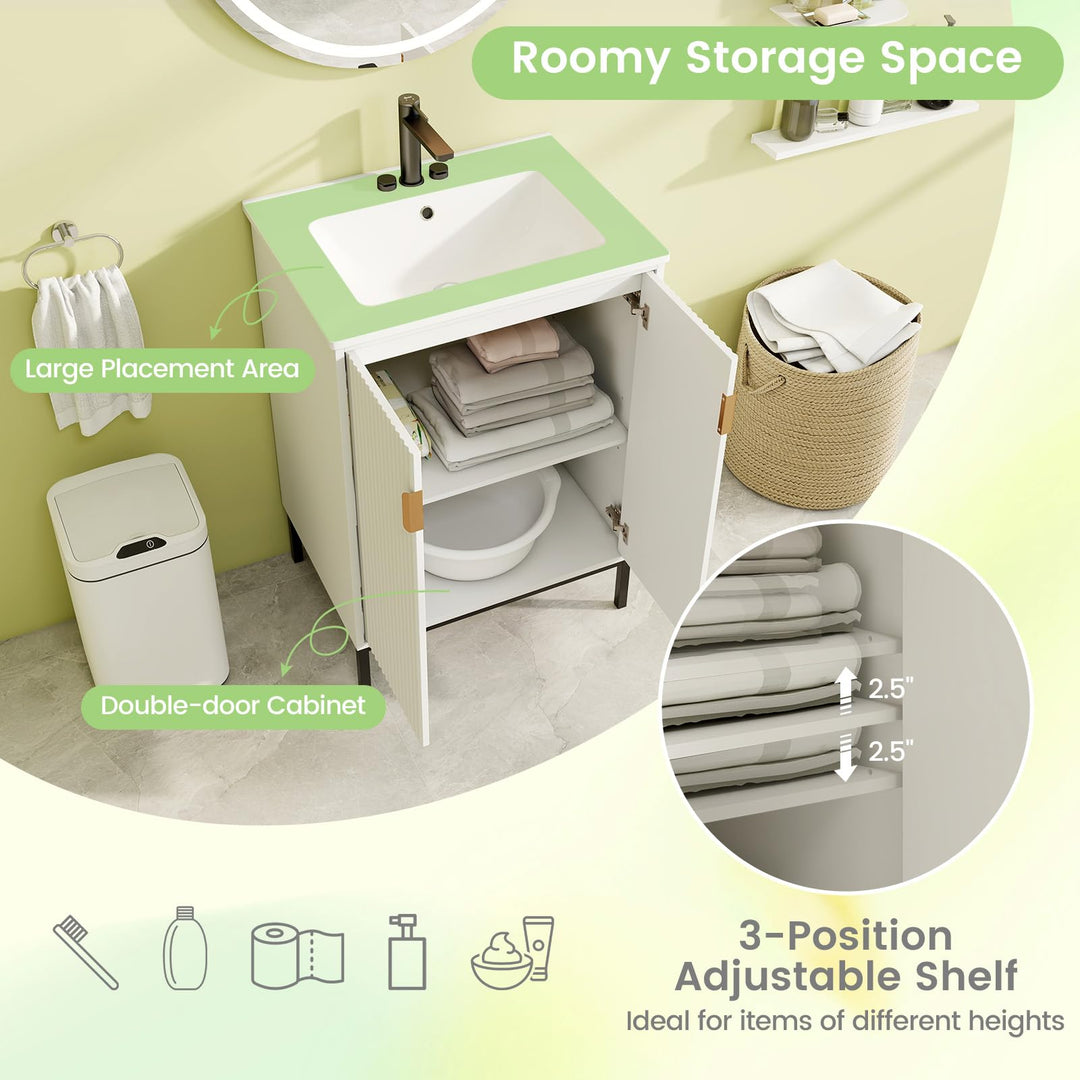 24” Undermount Bathroom Storage Cabinet and Sink Combo Set with 2 Doors