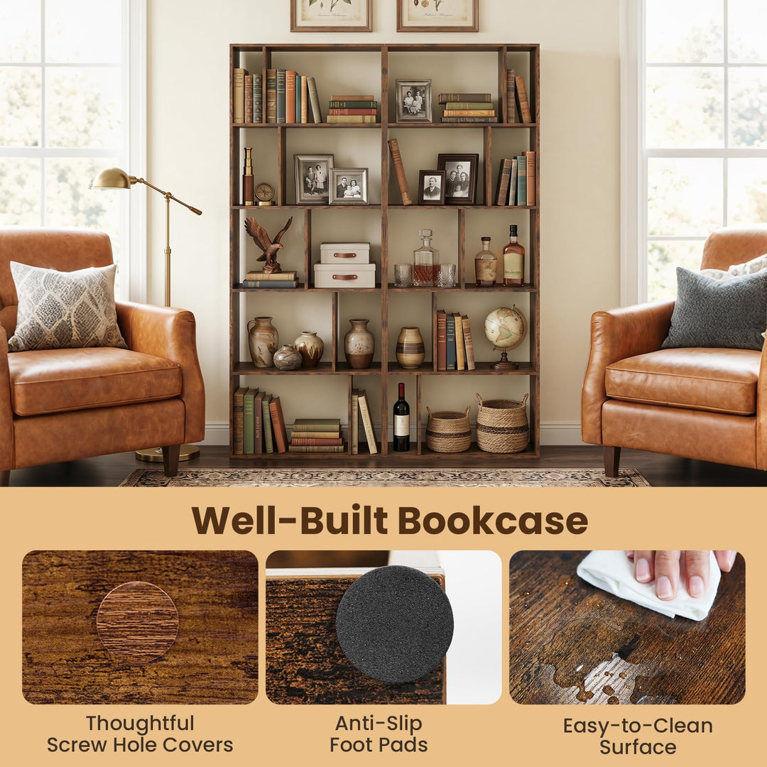 Giantex 6-Tier Bookshelf | 10-Cube Industrial Bookcase w/Open Back (1/2)