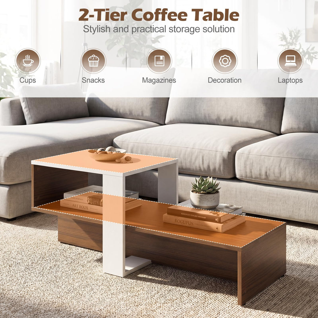 Giantex 31.5" Small Coffee Table with Storage