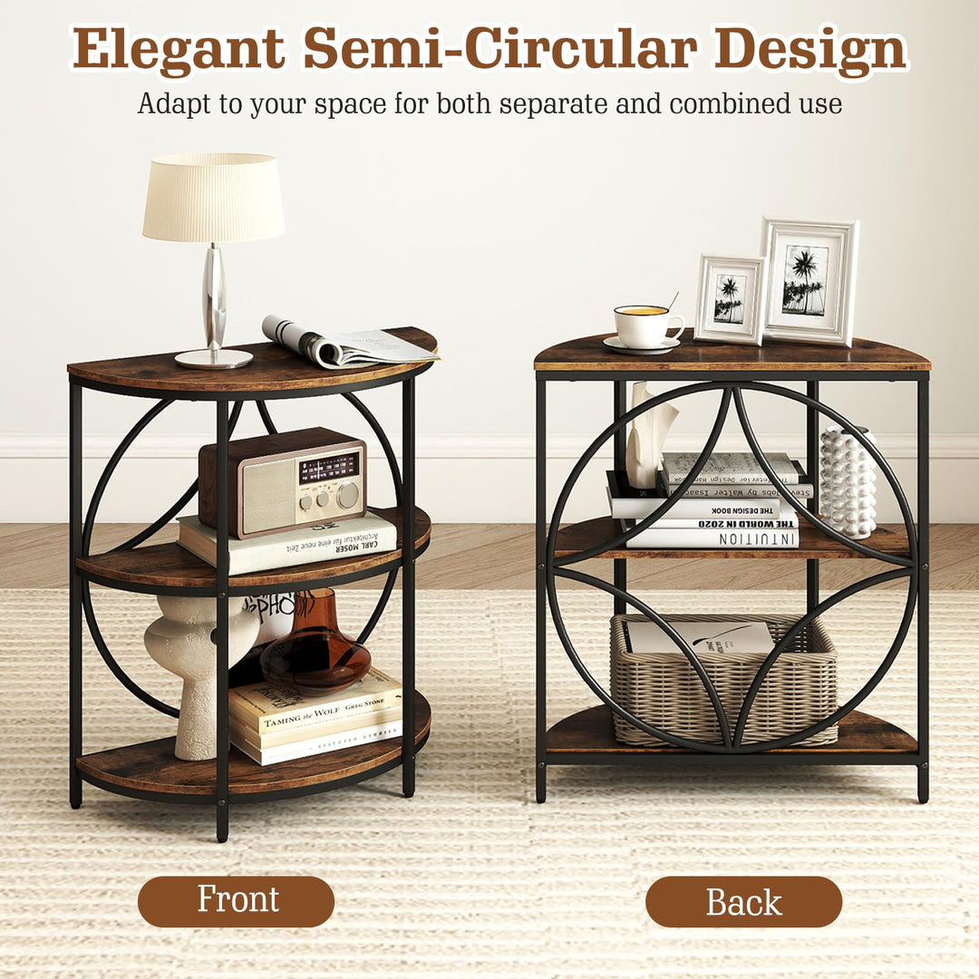 Giantex Half Round End Table 3-Tier Narrow Side Table(1/2)