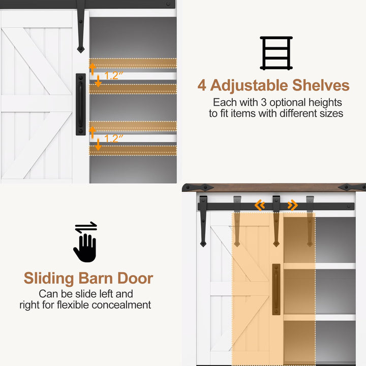 Farmhouse Bathroom Floor Cabinet Freestanding Wooden Storage Organizer