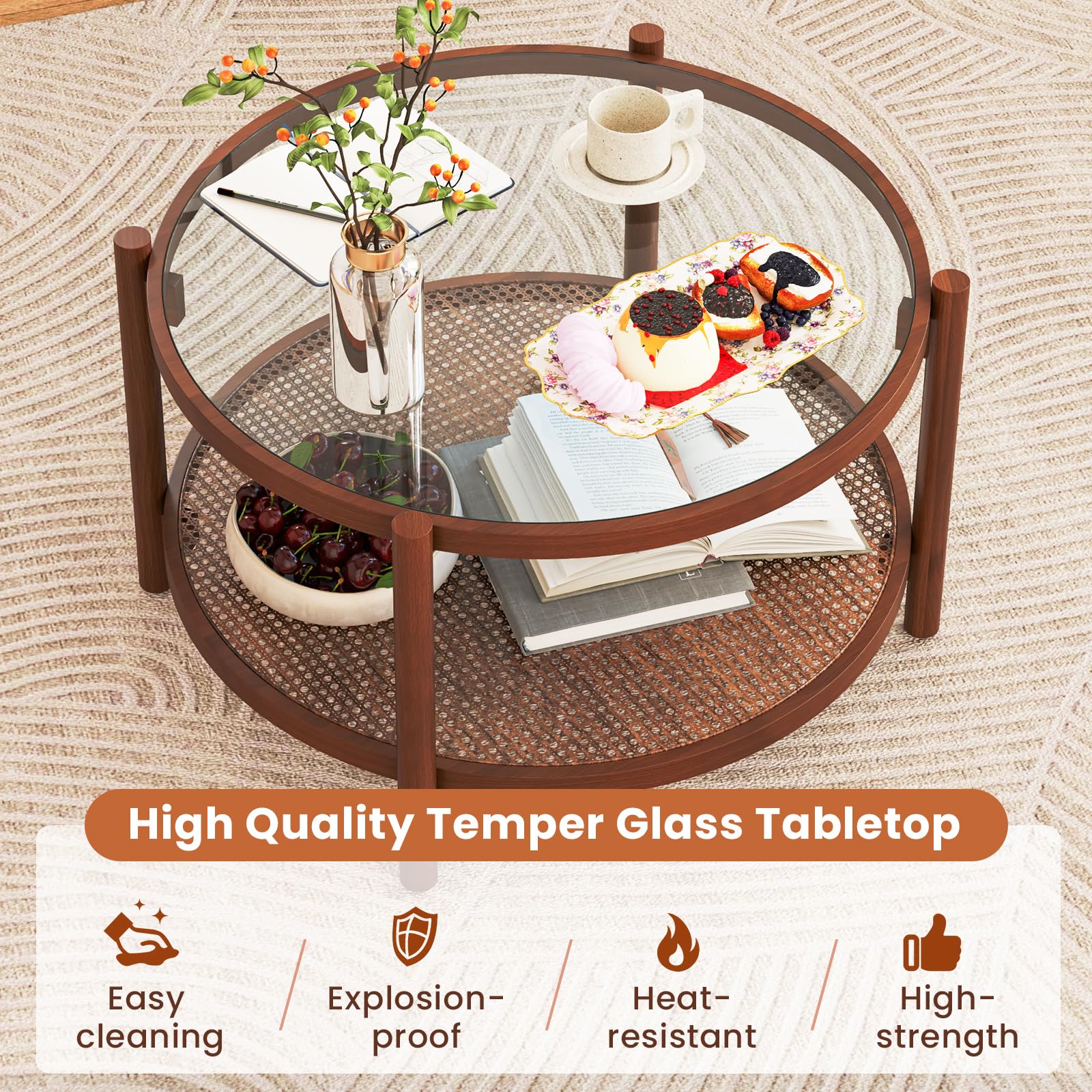 Giantex Rattan Coffee Table
