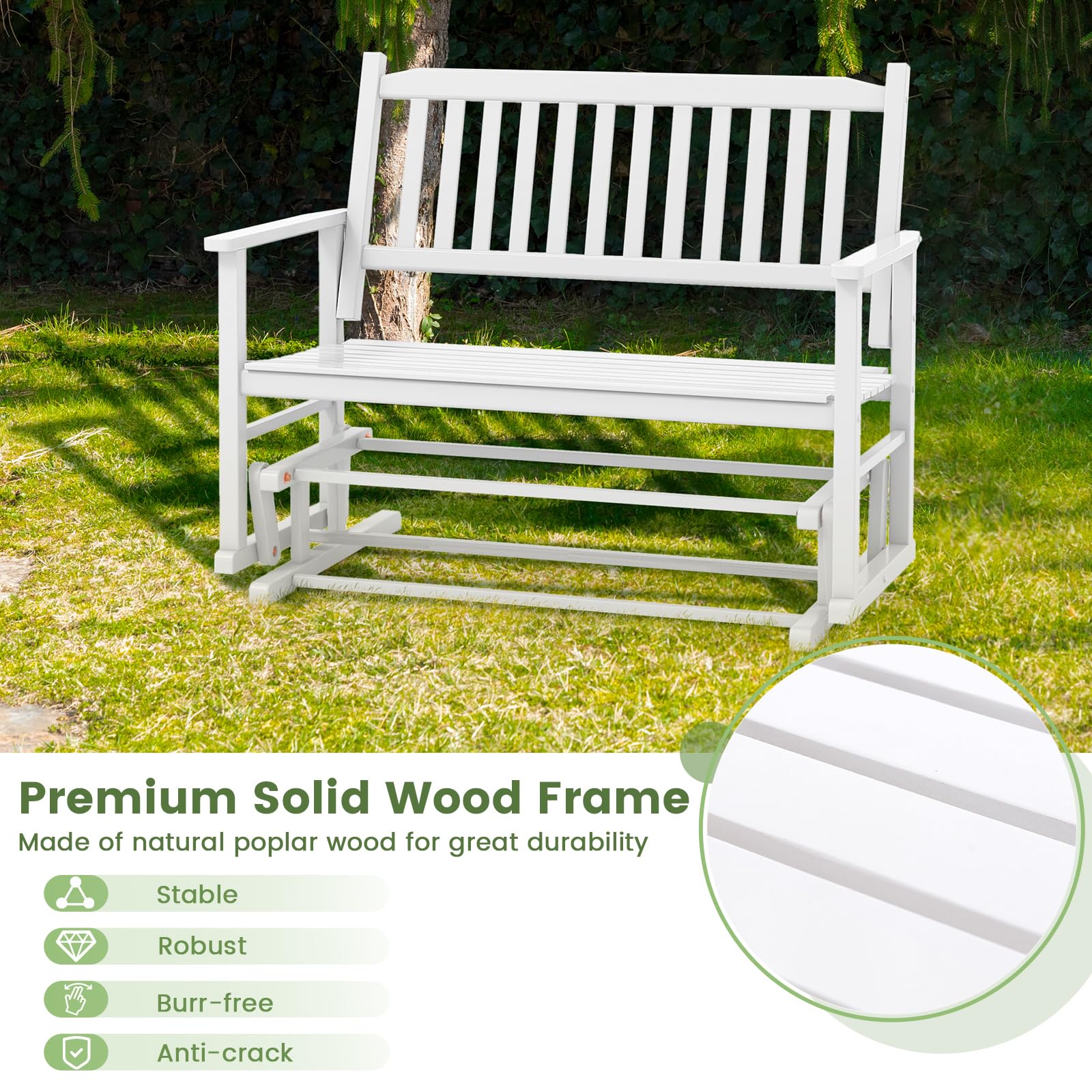 Giantex Outdoor Glider Bench Chair - 2 Person Loveseat