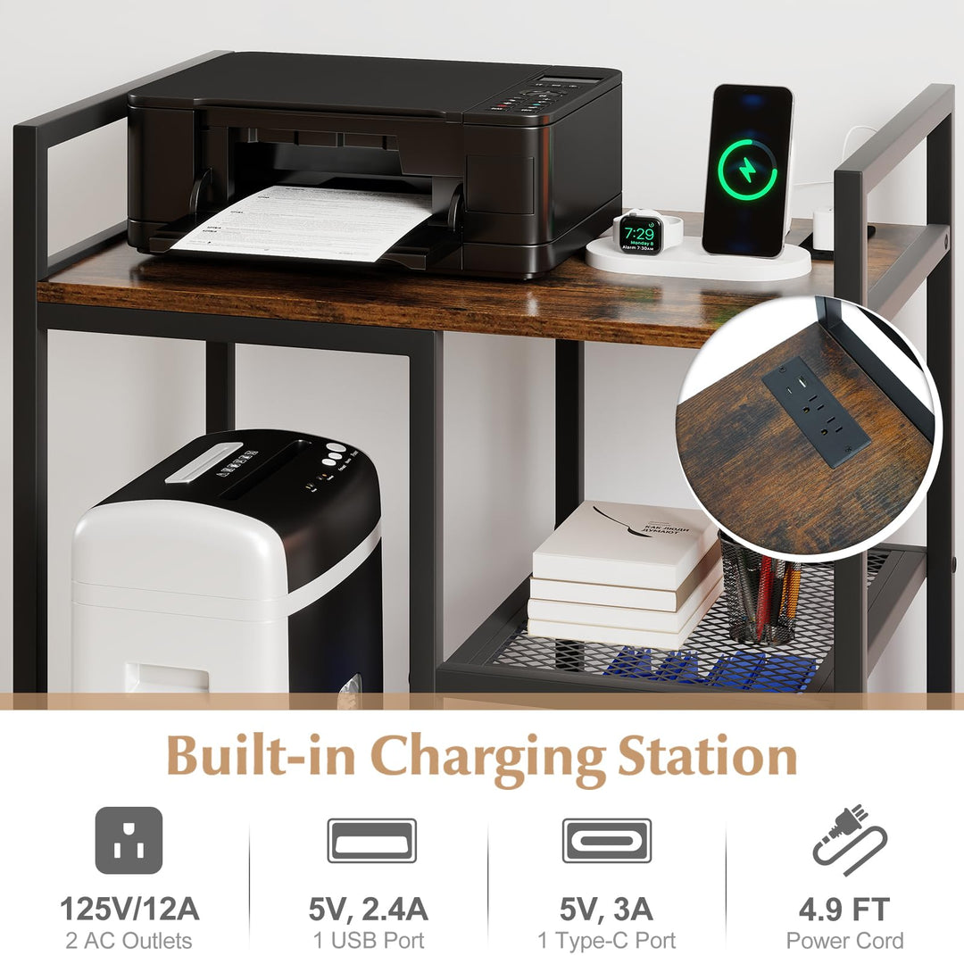 Giantex 3-Tier Printer Stand with Charging Station
