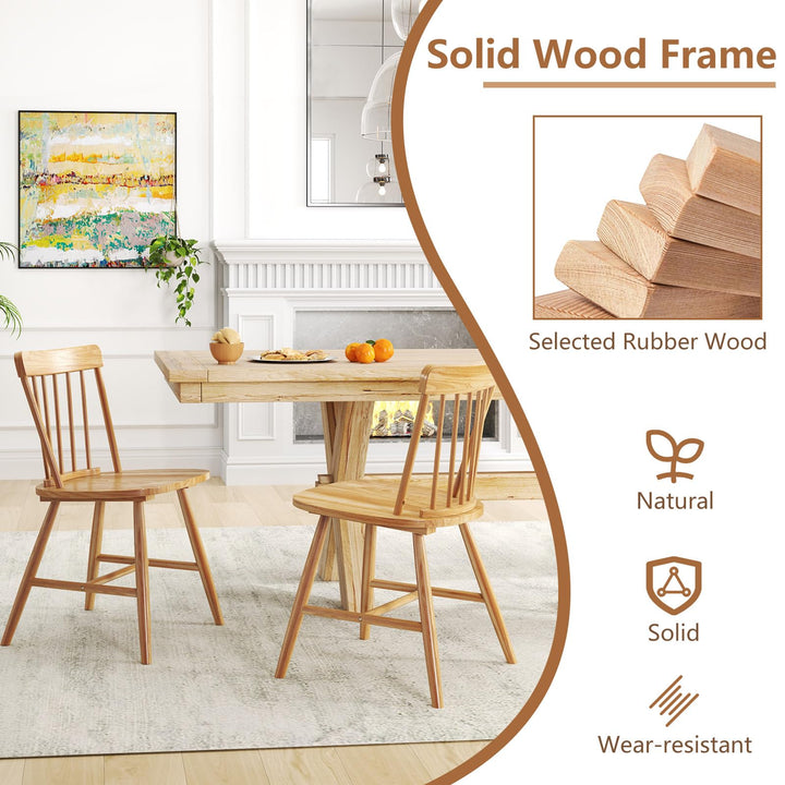 Giantex Windsor Dining Chairs Set of 2/4, Farmhouse Kitchen Chairs w/Rubber Wood Frame, Elegant Hollowed Backrest
