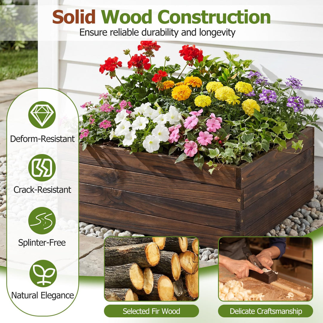 Giantex 23" x 23" Square Wooden Raised Garden Bed (1/2)