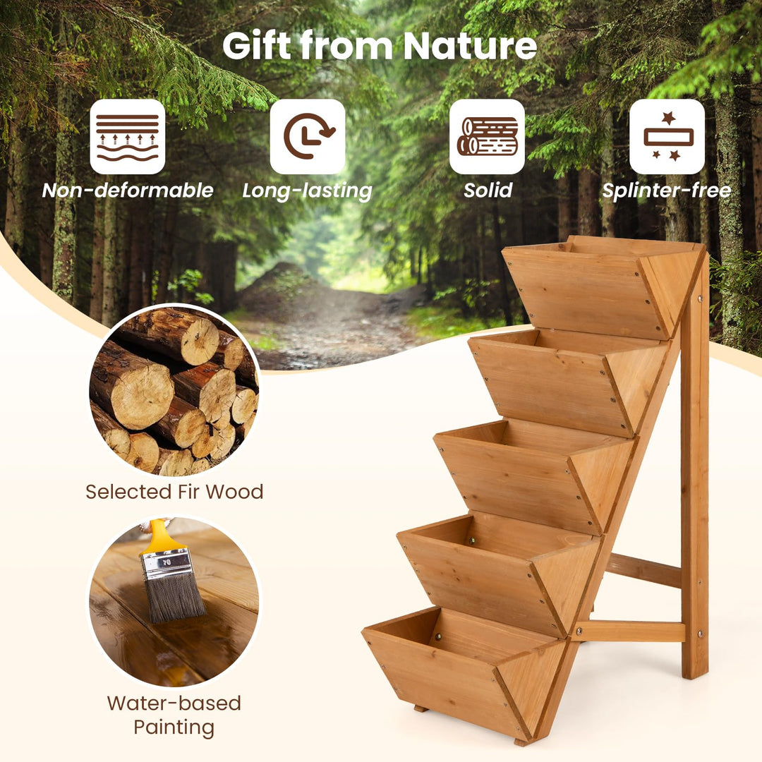 Giantex 5-Tier Wooden Vertical Raised Garden Bed