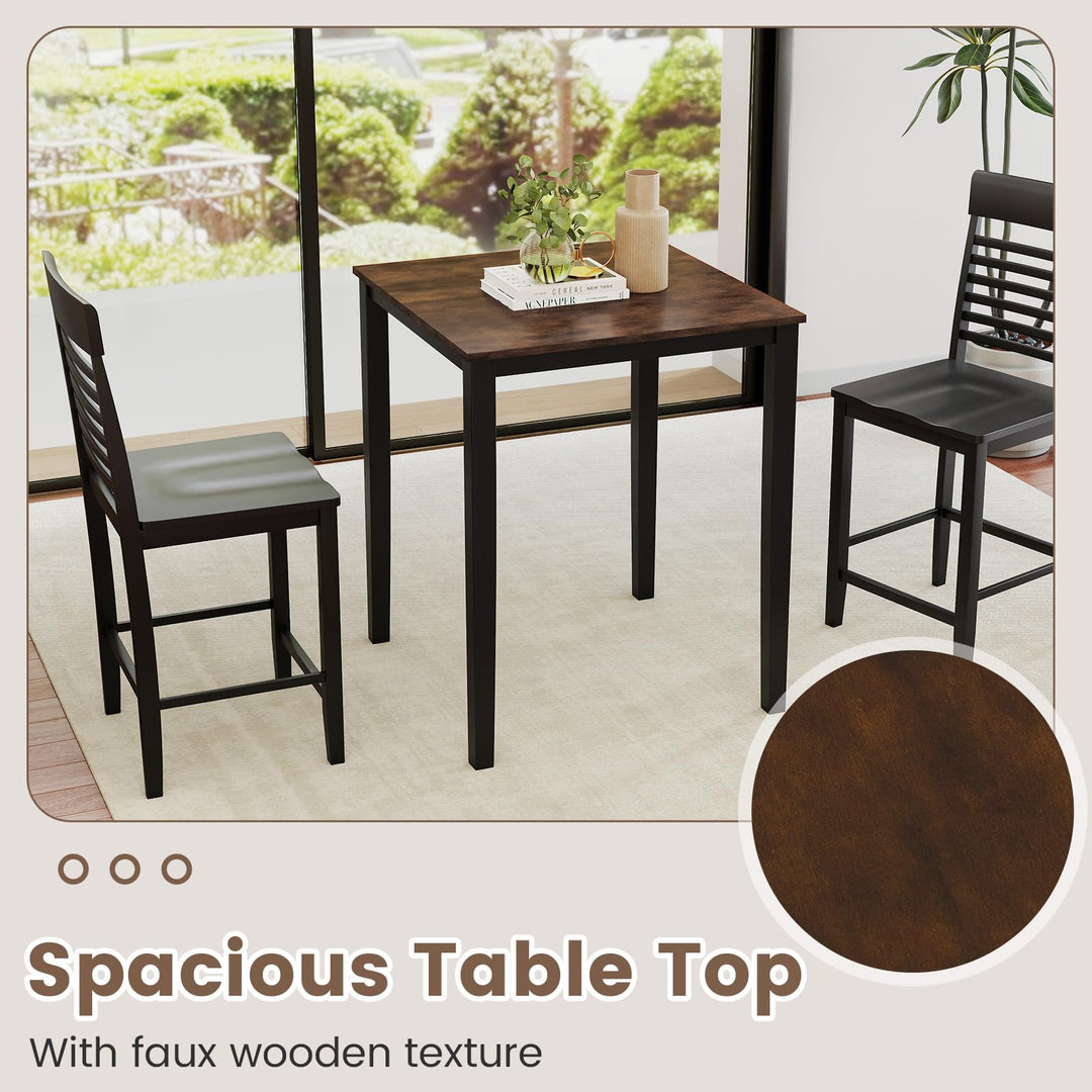 Giantex Square Dining Table with Solid Wood Frame for 2-4