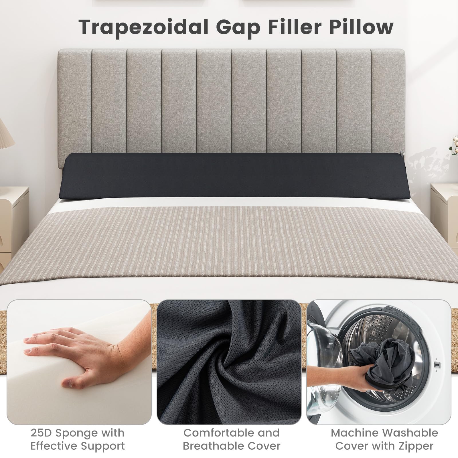 Giantex Bed Wedge Pillow for Headboard Gap Filler