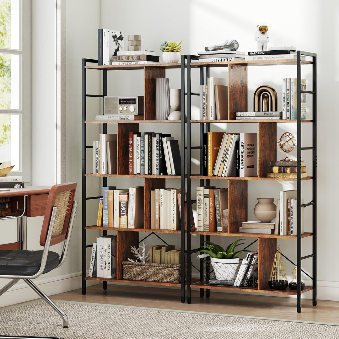 Giantex 5-Tier Tall Bookshelf 61" Industrial Bookcase w/Metal Frame