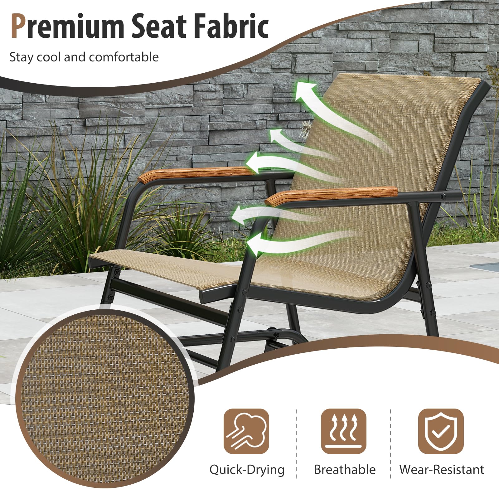 Giantex 3-Piece Outdoor Glider Set