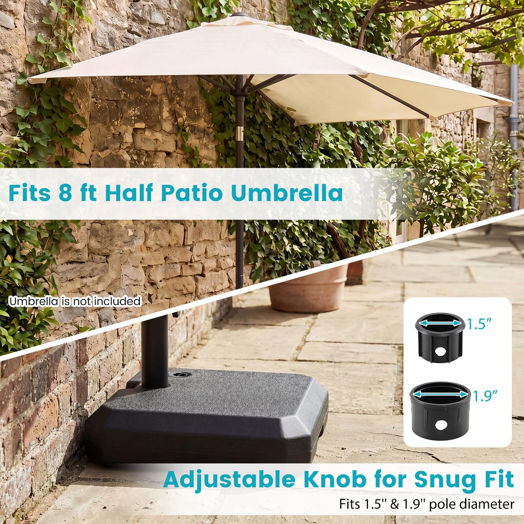 Giantex Half Patio Umbrella Base | 49 lbs Fillable Weighted Half Umbrella Stand
