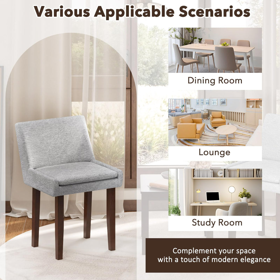 Modern Upholstered Armless Chair with Square Wood End Table
