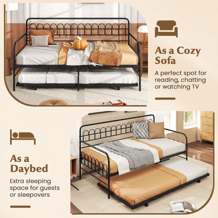 Giantex Twin Daybed with Trundle with Heavy-Duty Metal Slats