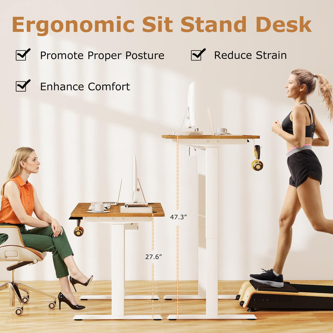 Giantex Electric Dual Motor Standing Desk | 48" x 24" Height Adjustable Sit Stand Computer Workstation w/3 Memory Height