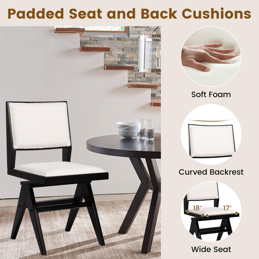 Giantex Swivel Dining Chairs Set of 2/4, Faux Sherpa Kitchen Chairs w/Rubber Wood Frame