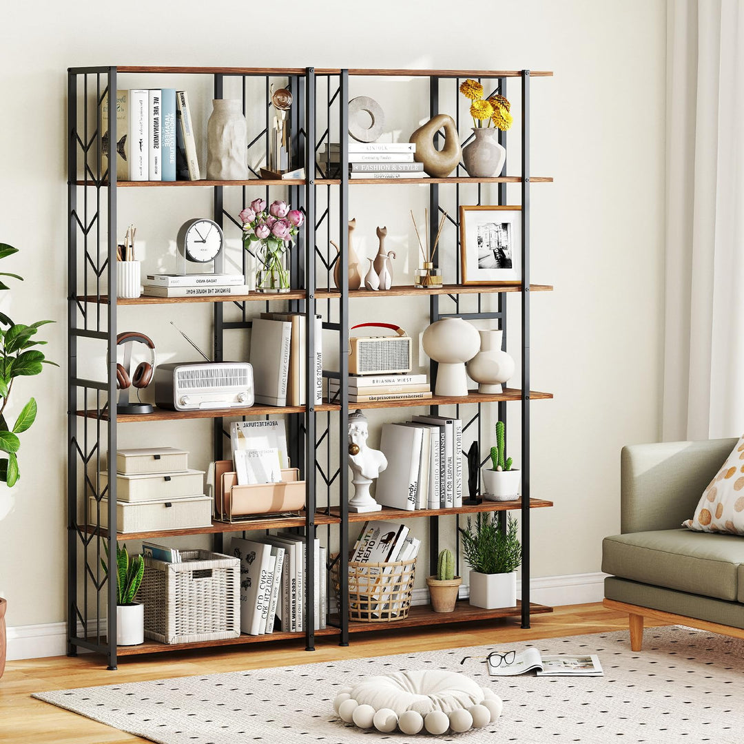 Giantex 6-Tier Bookshelf Modern Geometric Bookcase with Heavy-Duty Metal Frame