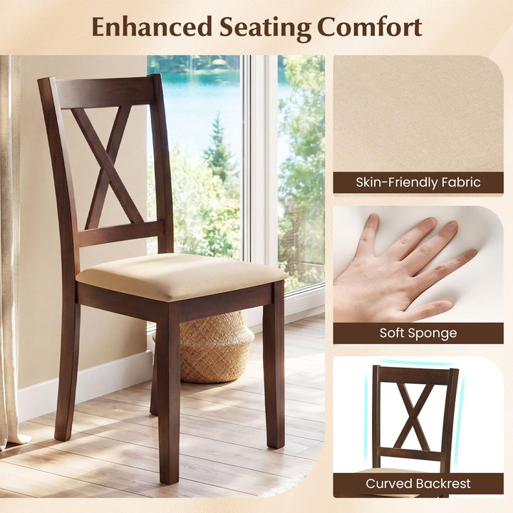 Giantex Dining Table Set for 4 | Square Kitchen Table Set w/ 4 Upholstered Chairs w/X-Shaped Backrest