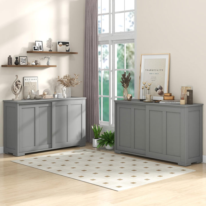 Giantex Buffet Cabinet with Storage, Coffee Bar Wine Cabinet, Farmhouse Sideboard w/Sliding Door