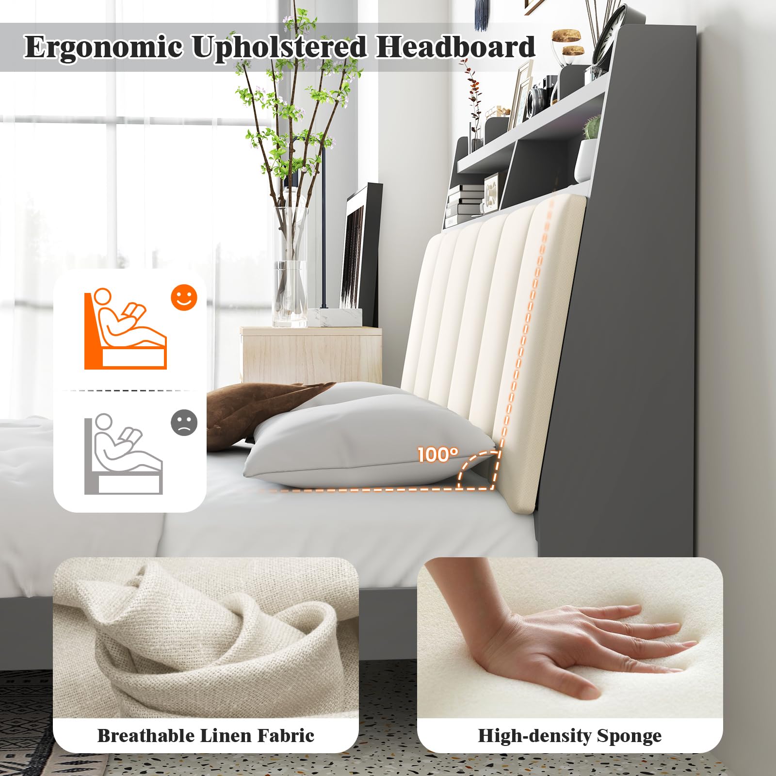 Giantex Full Size Bed Frame with Storage