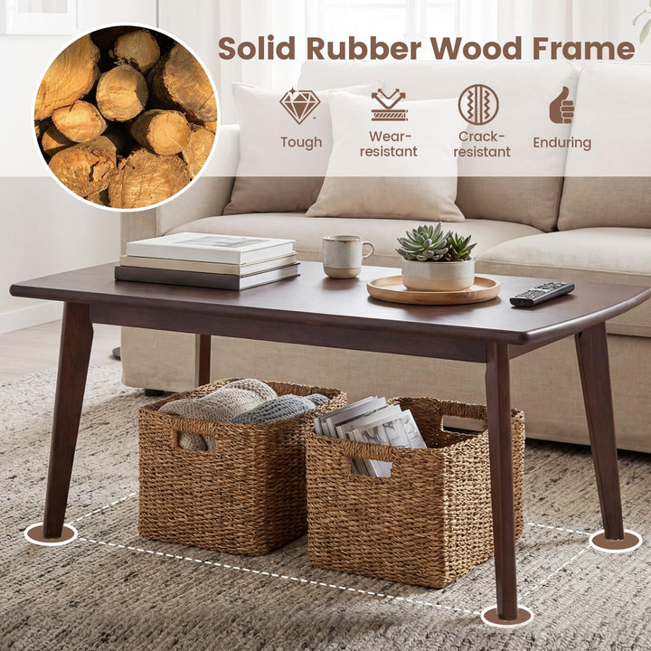 Giantex 34.5" Solid Wood Coffee Table with Tapered Legs