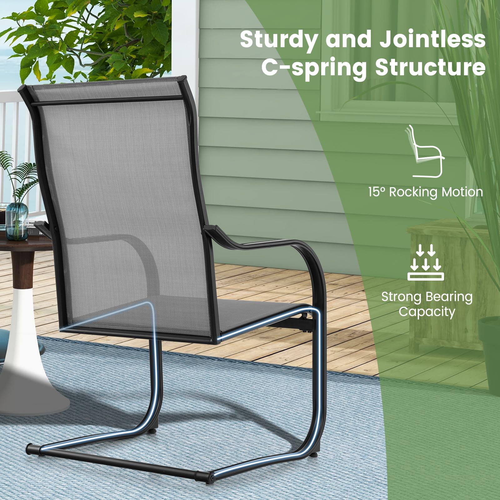 Giantex Patio Chairs, High Back Outdoor Chairs w/Sled Base, All Weather Fabric