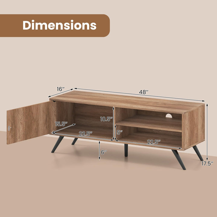 Giantex Mid-Century Modern Entertainment Center with Storage Cabinet