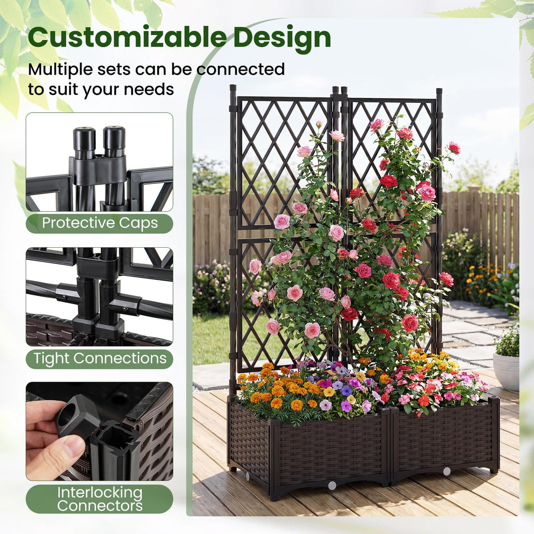 GIANTEX Raised Garden Bed with Trellis for Yard Porch Balcony