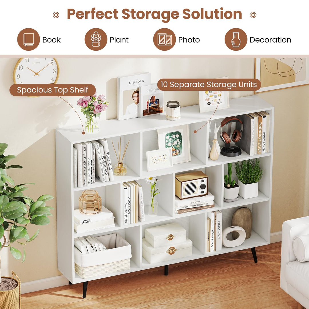 Giantex 10 Cube Bookcase with 5 Metal Legs for Living Room