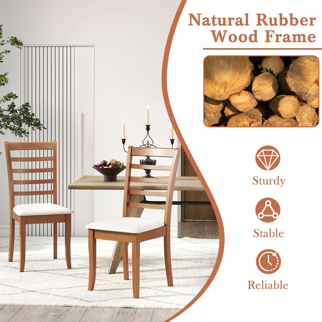 Giantex Wooden Dining Chair Set of 2 or 4 w/Rubber Wood Legs High Slatted Backrest