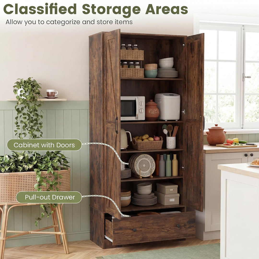 Giantex 72" Tall Kitchen Pantry Cabinet for Dining Room Living Room Bathroom